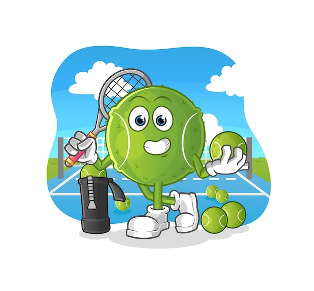 Pelota de tenis juega tenis ilustración. vector de personaje