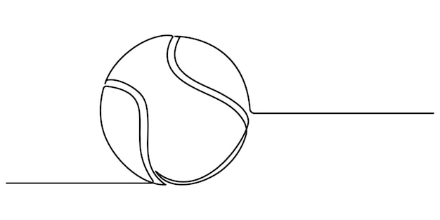 Pelota de tenis una línea continua arte dibujo de una línea de equipo de tenis continua una línea