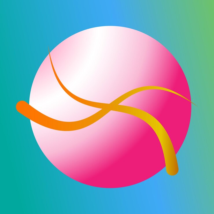una pelota de tenis rosa con una línea amarilla en ella