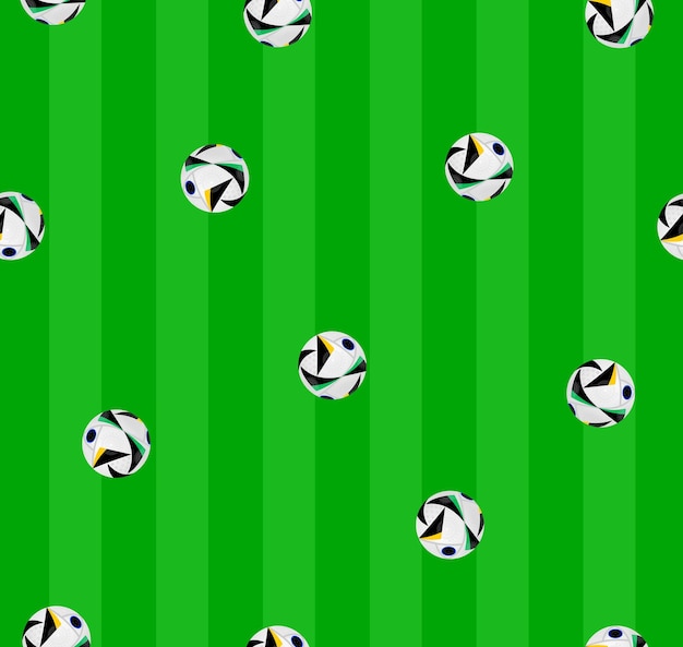 pelotas de fútbol en un fondo verde