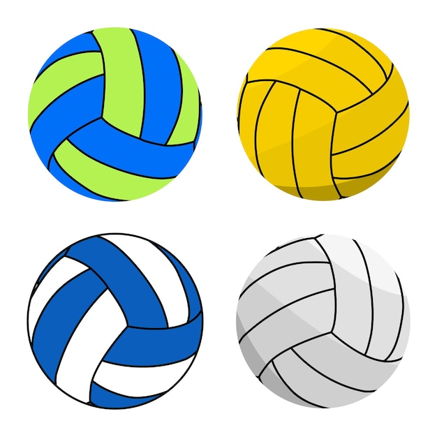 Vector pelotas de voleibol aislado sobre fondo blanco.