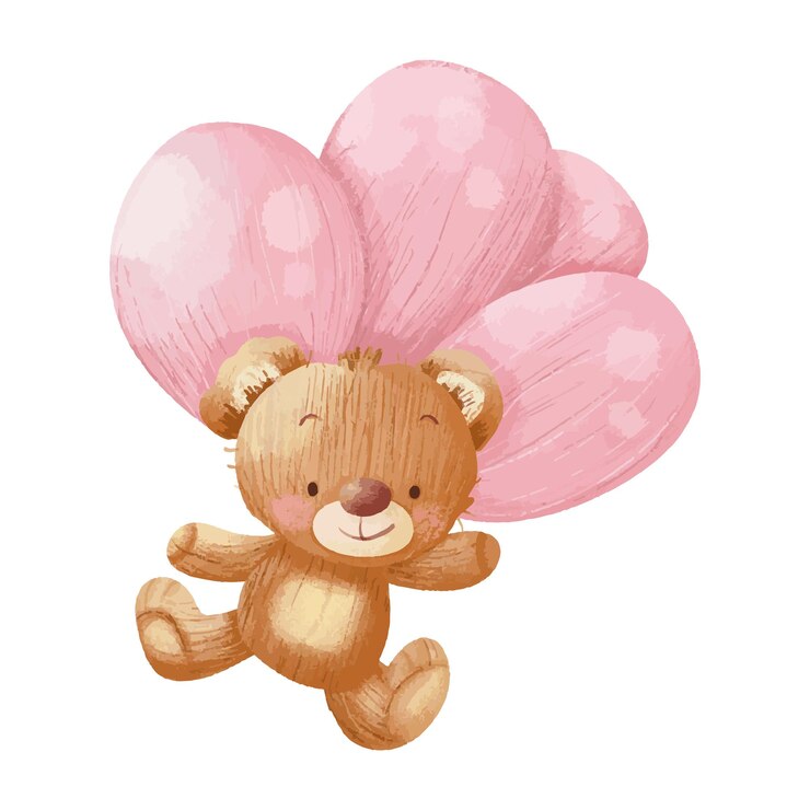 Vector un peluche con un globo que dice peluche en él
