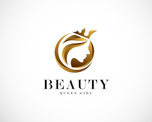 Peluquería logo mujer cabello dorado degradado logo diseño creativo moda