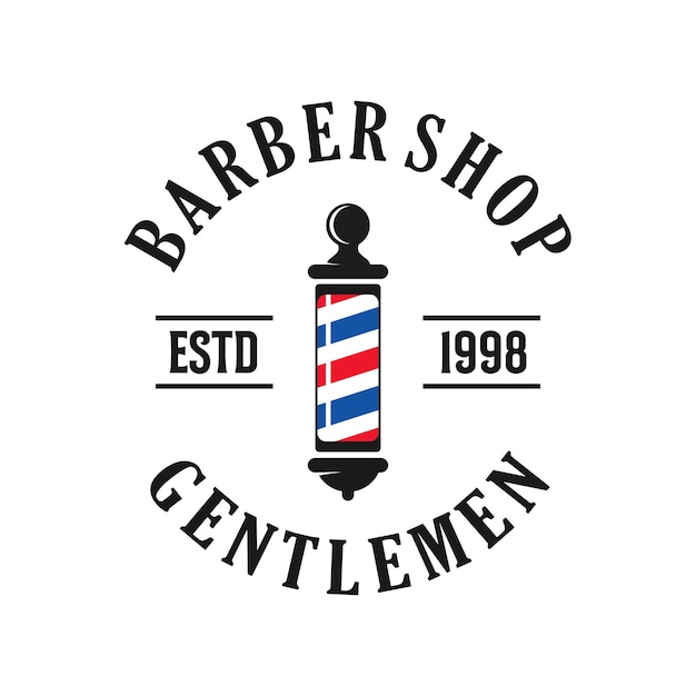 Peluquería logo vintage estilo clásico salón moda corte de pelo pomada insignia icono simple minimalista moderno barbero polo maquinilla de afeitar tijera hoja de afeitar retro símbolo vector lujo elegante diseño