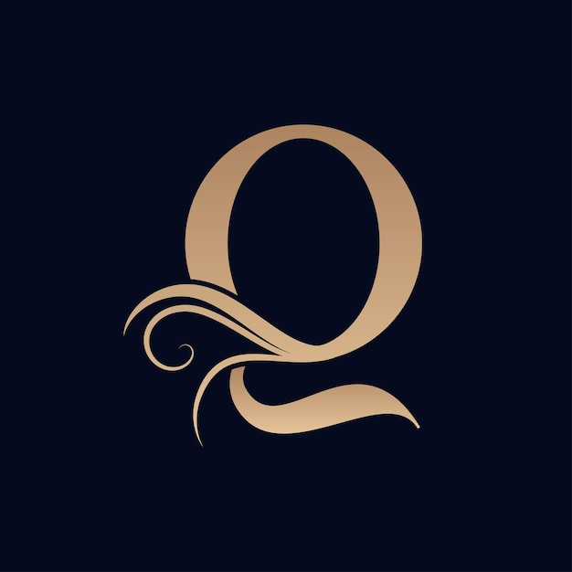 Vector peluquería oro belleza mujer logotipo letra q