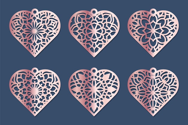 Vector pendientes de corte láser de san valentín