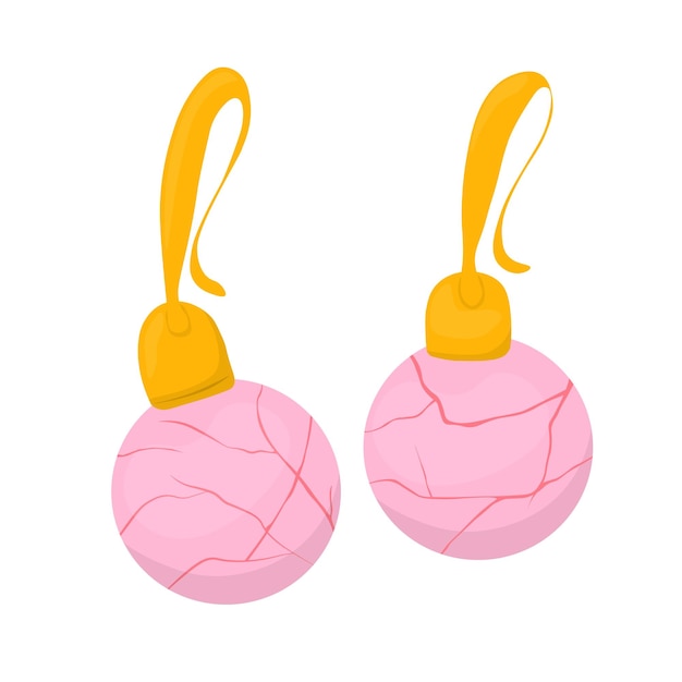 Vector pendientes rosados hechos de oro y cuarzo ilustración de stock vectorial un conjunto de joyas hechas de cuentas