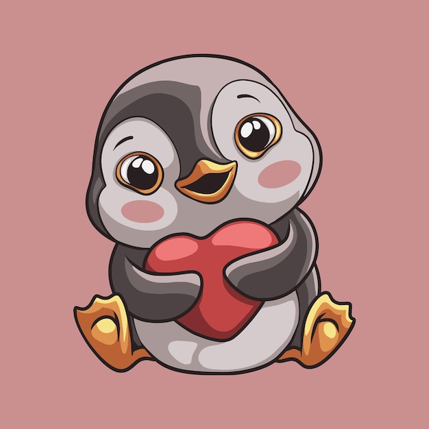 Vector penguin love mascota gran ilustración para su negocio de marca