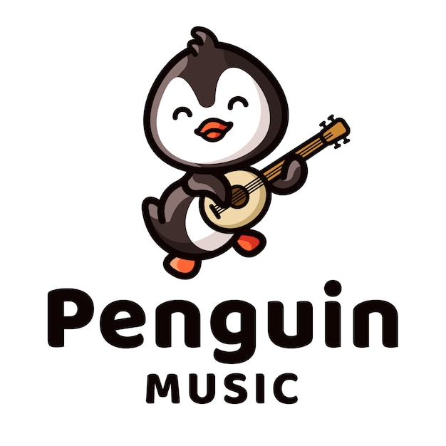 Penguin play guitar logo