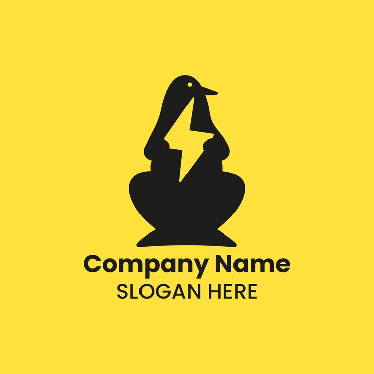 Vector penguin power logo plantilla de vector de concepto de espacio negativo. símbolo de perno de sujeción de pingüino