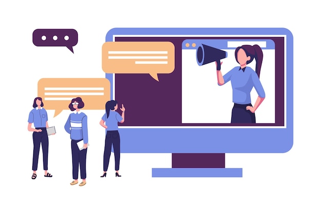pensamiento colectivo y lluvia de ideas análisis de información de la empresa agitación de los empleados ilustración plana