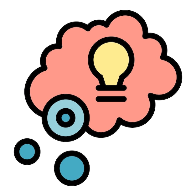 Pensamiento concentración icono contorno vector cerebro mente inteligencia humana color plano