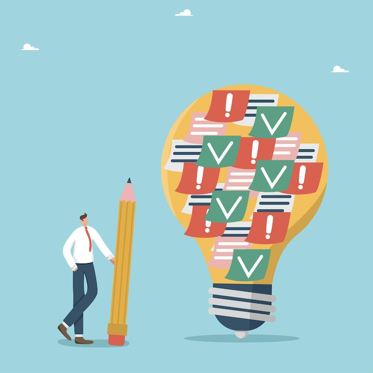 Vector pensamiento creativo y lluvia de ideas para lograr objetivos una gran idea para resolver problemas comerciales