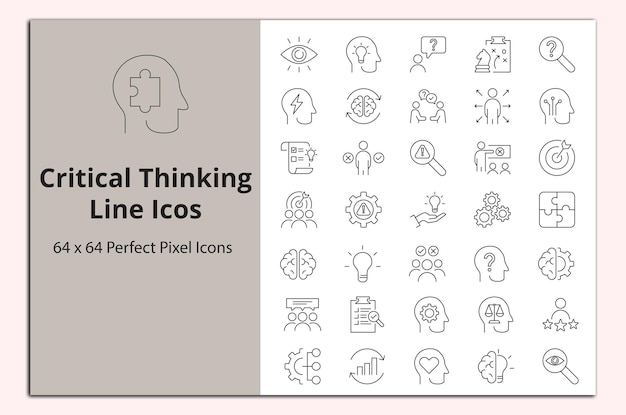 Pensamiento crítico Conjunto de vectores de iconos de línea
