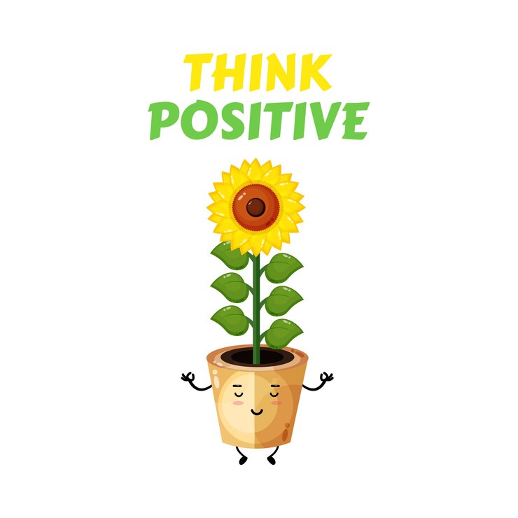 Vector pensamiento positivo lindo girasol haciendo meditación