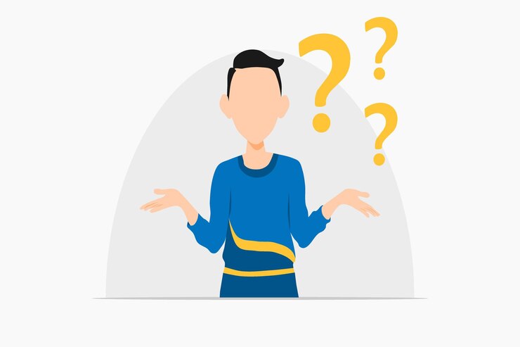 Vector pensar cara menos hombre signos de interrogación personas confundidas con signos de interrogación