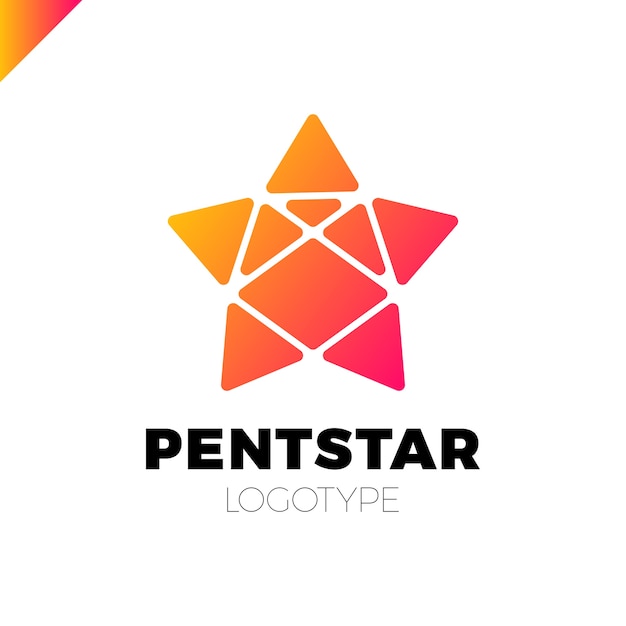 Penta line star logo. dirección estelar del pentágono