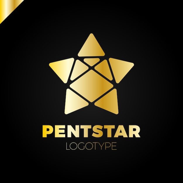 Vector penta line star logo. dirección estelar del pentágono