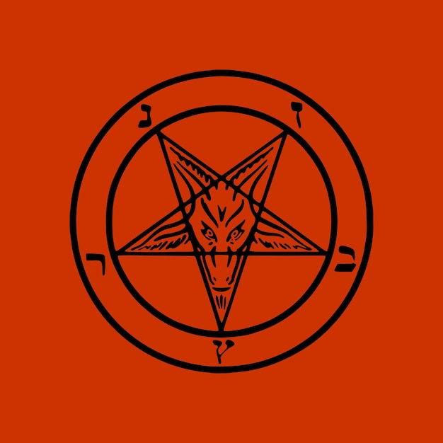 Vector el pentagrama y el círculo ritual, los emblemas y los sigilos, los símbolos ocultos, el vector del signo del diablo.