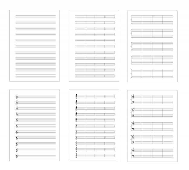 Pentagramas de notas musicales