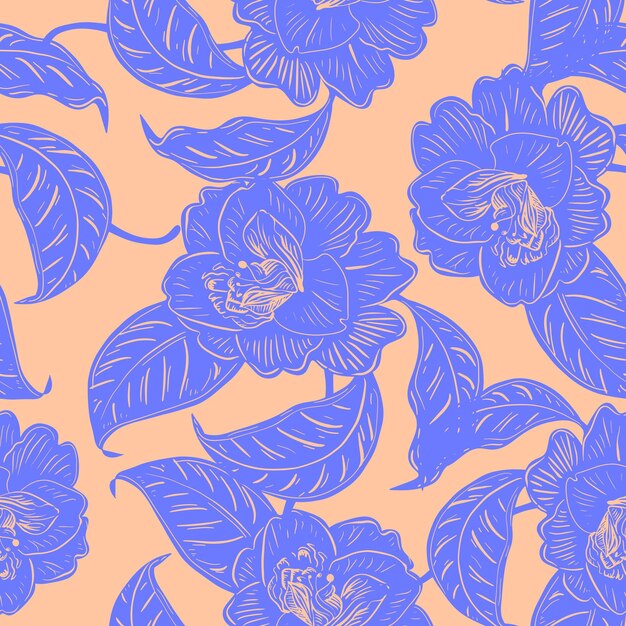 Peonías violetas Patrón decorativo sin costuras Fondo repetido Impresión de papel tapiz enlosable