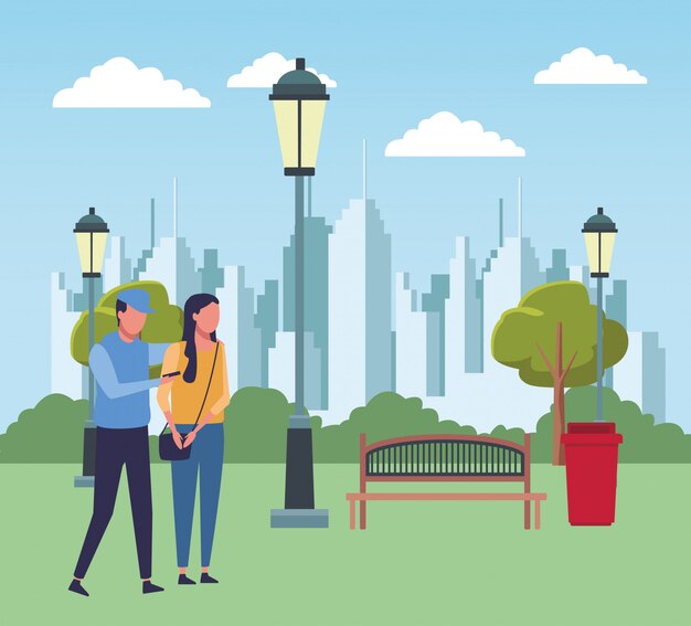 Peope en el parque de dibujos animados
