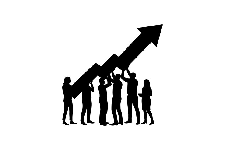 People Holding Arrow Silhouette People holding up a growth arrow
