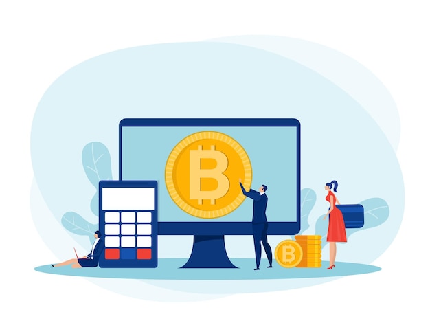 People investments para bitcoin y blockchain. minería, moneda, bitcoin ilustrador de vector de concepto de negocio digital.