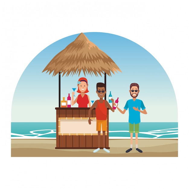 Peoplea en kiosco de playa
