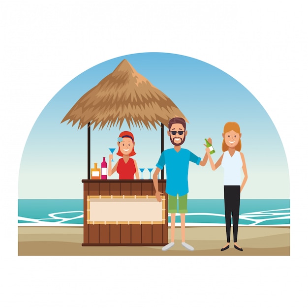 Peoplea en kiosco de playa