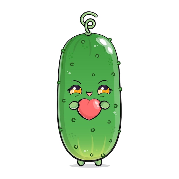 Vector pepino con el corazón en la mano