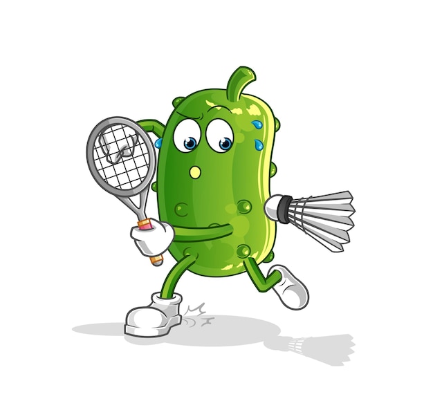 Pepino jugando vector de caracteres de ilustración de bádminton