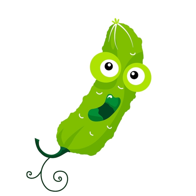 Vector un pepino con los ojos saltones y gritando de terror.