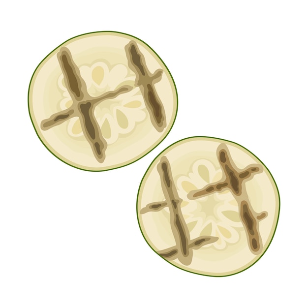 pepino picado a la parrilla con tiras aisladas en una ilustración vectorial de fondo blanco