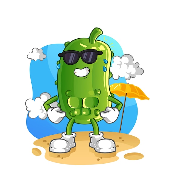 Pepino tomando el sol en el vector de caracteres de verano