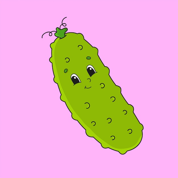 Vector pepino verde de dibujos animados.