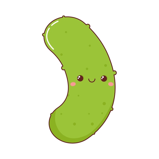 Pepino verde con sonrisa estilo kawaii