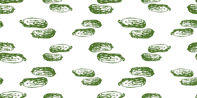 pepinos verduras dibujadas verdes maduras patrón sin costuras papel de fondo vectorial textil
