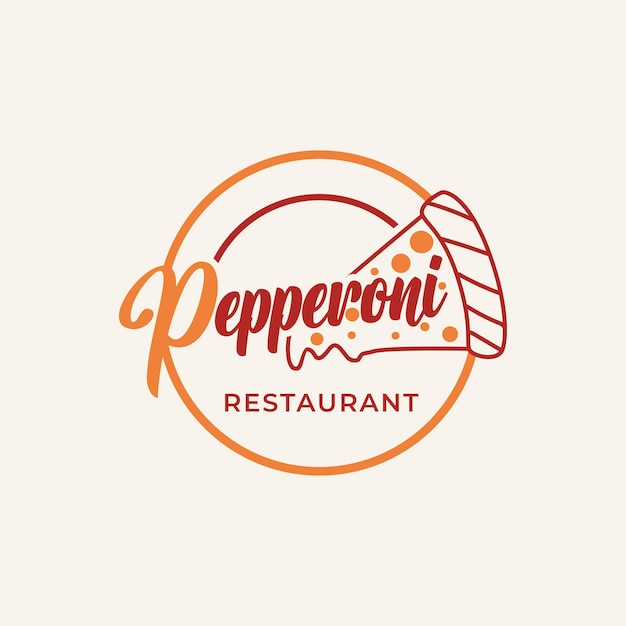Pepperoni Pizza Delicious Restaurant es un vector de elementos de diseño de logotipo retro vintage