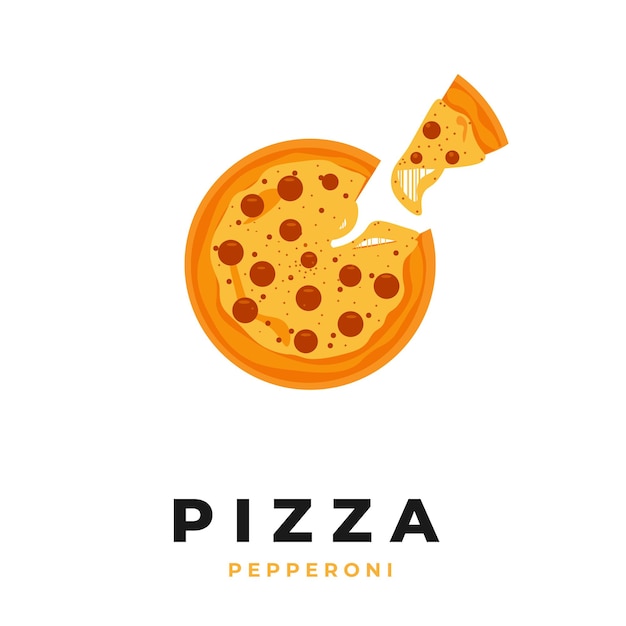 Pepperoni en rodajas de pizza italiana con ilustración vectorial de queso Mozzarella derretido