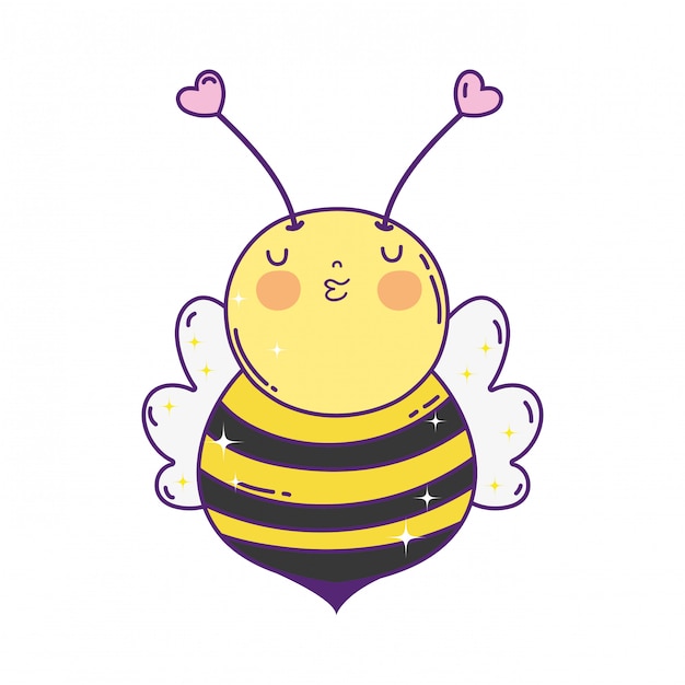 Pequeña abeja kawaii personaje