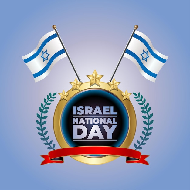 Pequeña bandera nacional de israel en círculo con fondo de color garadasi azul