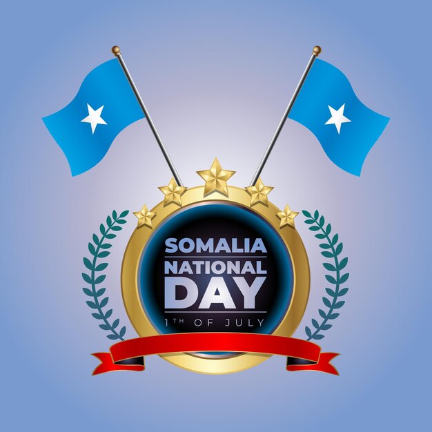 Vector pequeña bandera nacional de somalia en círculo con fondo de color garadasi azul.