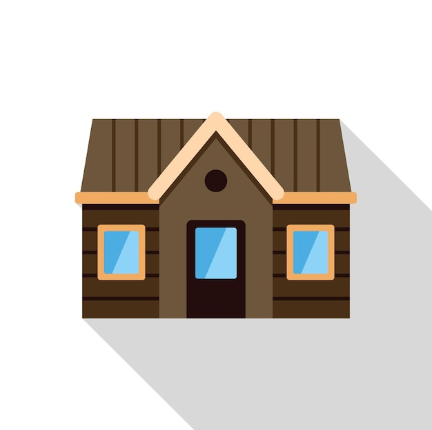 Pequeña casa familiar de madera con techo a dos aguas que arroja una larga sombra