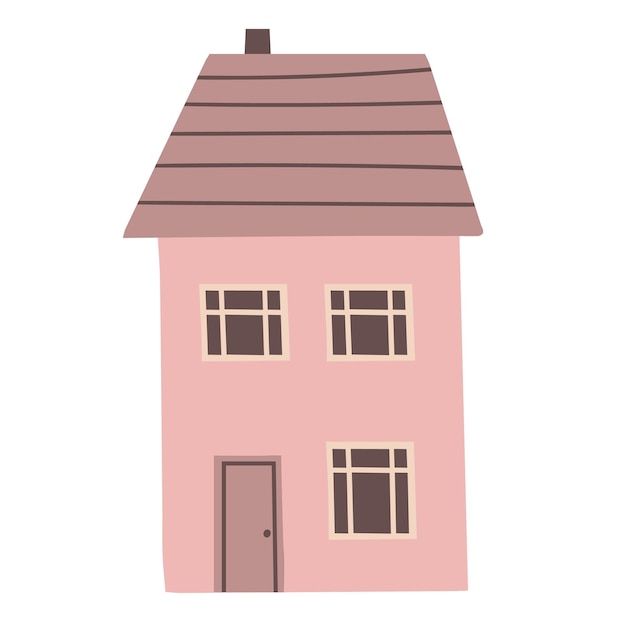 Pequeña casa linda aislada sobre fondo blanco Ilustración de dibujado a mano de casa pequeña Estilo de corte de papel Diseño plano