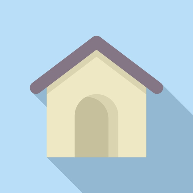 Pequeña casa de perro de madera de pie sobre un fondo azul