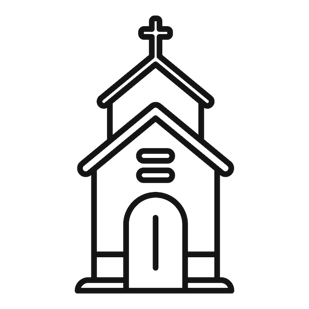 Pequeña fachada de edificio de iglesia con cruz para religión o espiritualidad