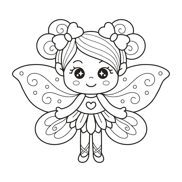 pequeña hadas linda página de colorear imprimible