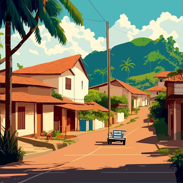 Vector una pequeña ilustración de una ciudad rural brasileña