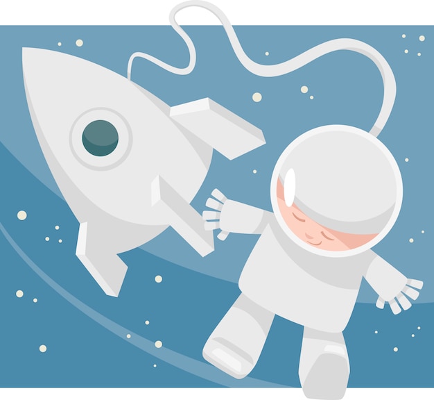 Pequeña ilustración de dibujos animados de astronauta